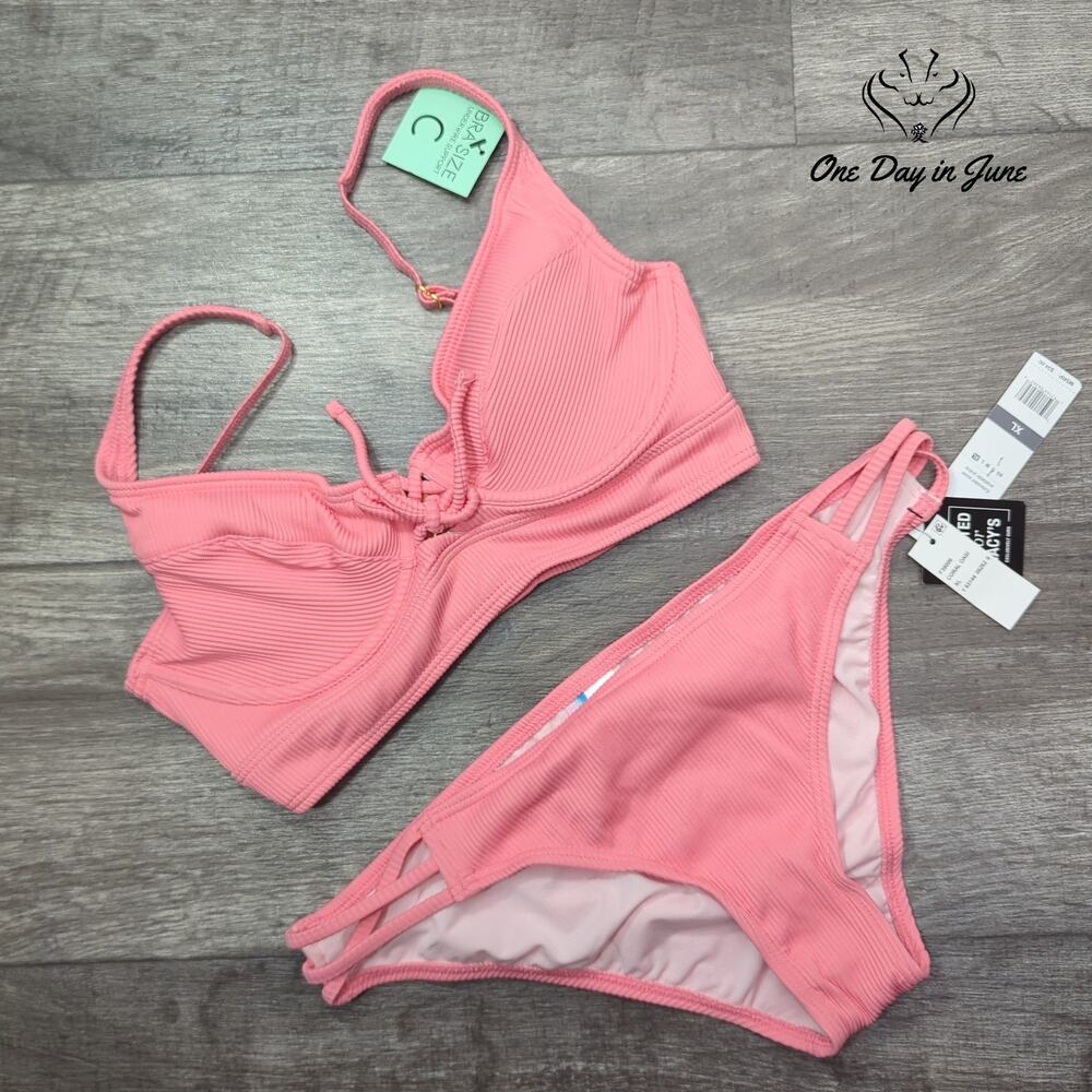 SunDazed Textured Underwire Bikini Swimsuit Size XL (Top 34C)